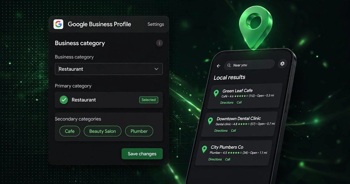 Google Business Profile categories Karachi: primary and secondary category picker visual